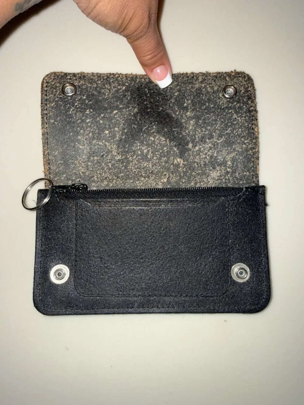 Harley-Davidson Distressed Leather Biker Chain Wallet Embossed Eagle Y2K USA